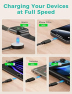 2Pack Travel Essentials,3 in 2 USB C Cable for Apple Watch Charger,iPhone Charger,Multi Charging Cable,Cruise Vacation Camping,Portable for iWatch Series 11-2/Ultra/SE & iPhone 17-12,Car,Black - Image 3