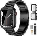Lerobo Compatible with Apple Watch Band 44mm 42mm 40mm 38mm 41mm 45mm 46m 49mm, Solid Stainless Steel Metal Band with 2 Pack Protective Cover Case for iWtach Series 11 10 9 8 7 6 5 4 3 SE Ultra Men Women by Lerobo