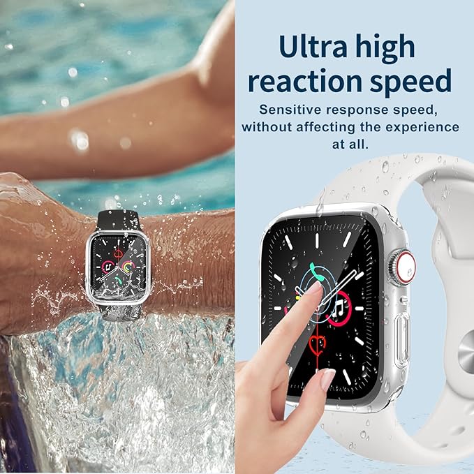 Waterproof Case for Apple Watch Series 9 Series 7 8 41mm, Built-in Screen Protector with Tempered Glass [Touch Sensitive] Cover for iWatch S9/S8/S7 Accessories 41mm, Clear - Image 6