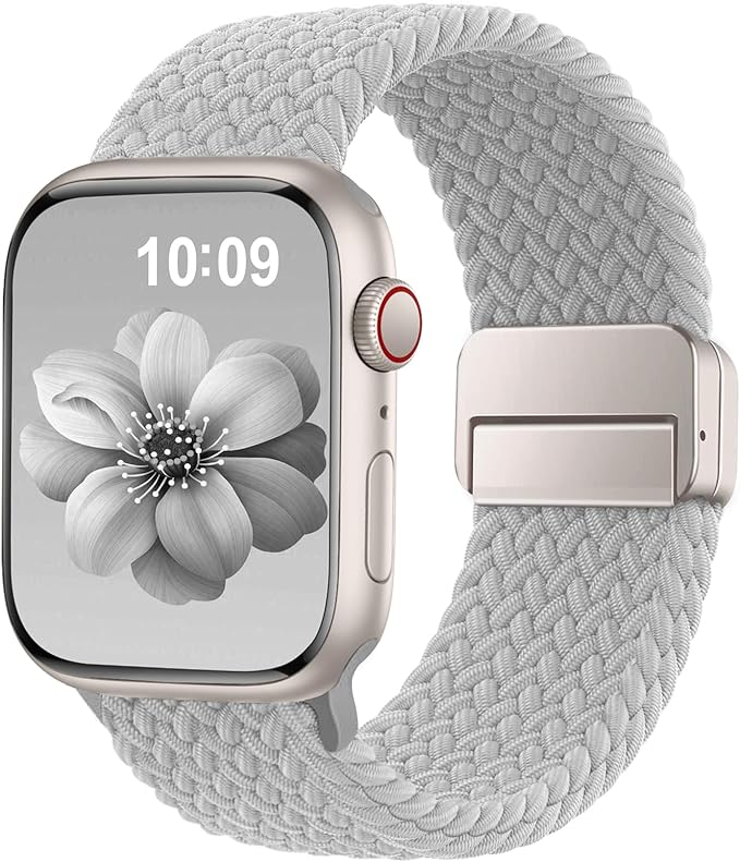 Braided Stretchy Band Compatible with Apple Watch Bands 38mm 40mm 41mm 42mm 46mm 44mm 45mm 49mm for Women Men, Nylon Sport Strap Solo Loop for iWatch bands Series SE 11 10 9 8 7 6 5 4 3 Ultra 3 2 1 by SuperNaNa