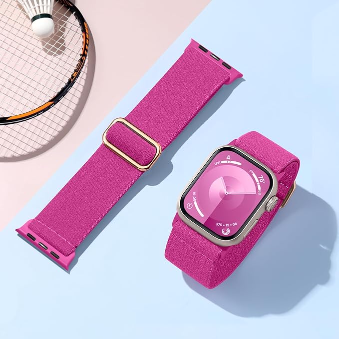 Soft And Breathable Sport Nylon Loop Stretchy Compatible with Apple Watch Bands 38MM 40MM 41MM 42MM 44MM 45MM 49MM, Women Men Adjustable Straps for iWatch Series SE 11/10/9/8/7/6/5/4/3/2/1 Ultra - Image 4