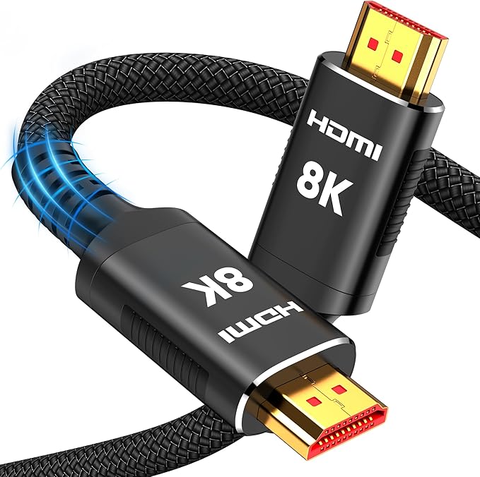 Snowkids 48Gbps 8K HDMI Cable 3.3FT/1M 2-Pack, High Speed HDMI Braided Nylon 2.1 Cord-4K120 144Hz 8K60Hz RTX 3090 eARC HDR10 4:4:4 HDCP 2.2&2.3 QMS VRR, Compatible for PS-5, PS-4, UHD TV - Black by Snowkids