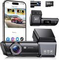 F8 4K Dash Cam Front and Rear, 170° Wide Angle Dshcam Front and Rear Camera with 64GB Card, 5G WiFi & App Control, WDR/HDR Night Vision, 24H Parking Mode, Loop Recording by OVAMAN