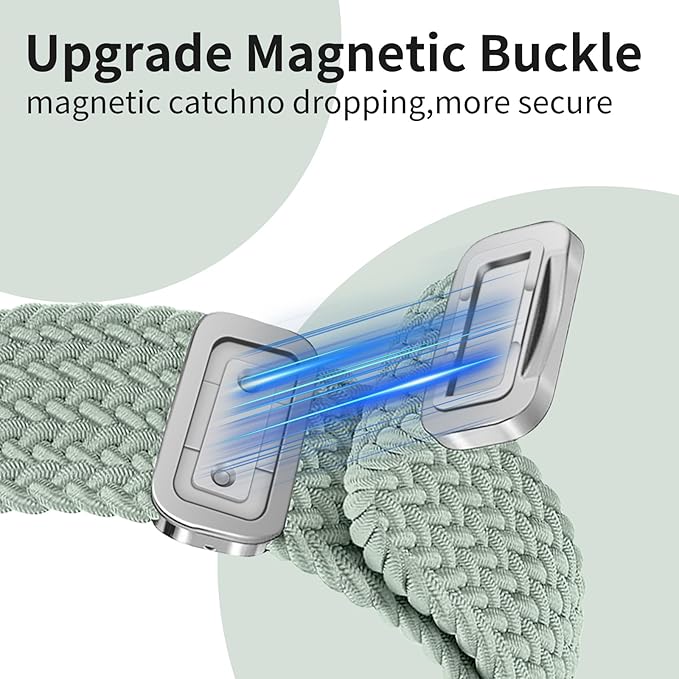 Braided Band Compatible with Apple Watch Bands 40mm 38mm 41mm 42mm 44mm 45mm 46mm 49mm,Magnetic Soft Nylon Stretchy Strap with Designer Bling Crown Strap for Series 10/9/8/7/6/5/4/3/2/SE/Ultra - Image 4