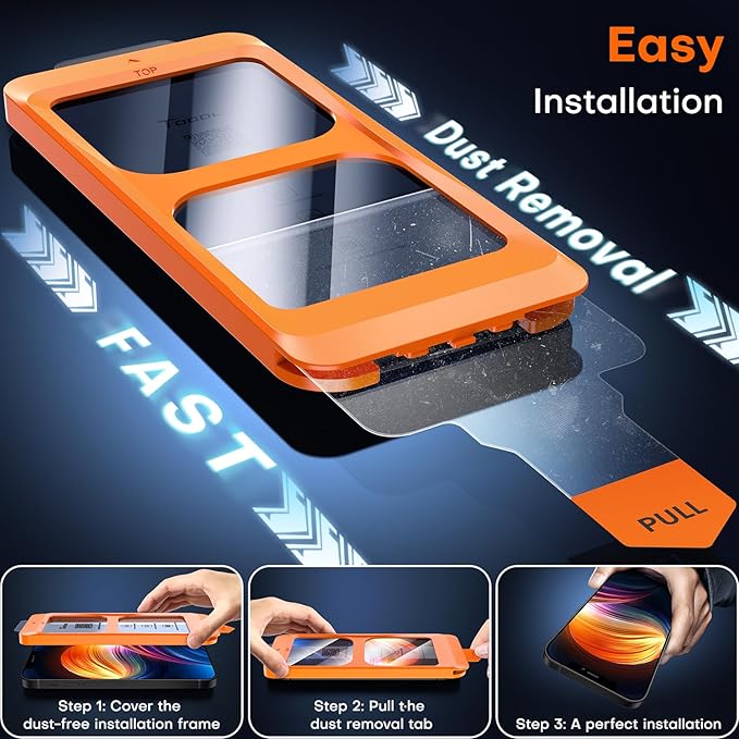 TOCOL for iPhone 12 Screen Protector/iPhone 12 Pro Screen Protector 9H Hardness Military Grade Shatterproof HD Tempered Glass Full Coverage Easy Installation Case Friendly 2 Pack - Image 3