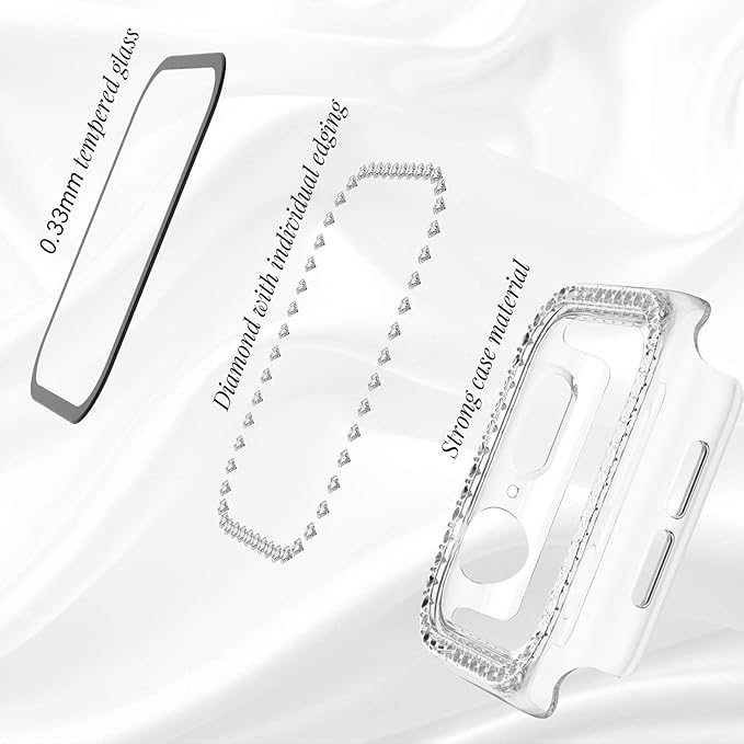 Recoppa Compatible for Apple Watch Case with Screen Protector for Apple Watch 38mm Series 3/2/1, Bling Crystal Diamond Rhinestone Ultra-Thin Bumper Full Cover Protective Case for Women Girls iWatch - Image 3