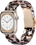 V.R.HOPE Resin Watch Band Compatible with Apple Watch Band for Women 38mm 40mm 41mm 42mm Tortoise Fashion Lightweight Bracelet Strap for iWatch Series 11/10/9/8/7/6/5/4/3/2/1/SE3(Tortoise Rosegold) by VRHOPE