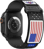 Rugged Nylon Bands for Apple Watch Band 42mm（Series 11/10） 41mm 40mm 38mm Men,Breathable Holes Sport Strap With US Flag Wristband for iWatch band Series 11 10 9 8 7 6 5 4 3 SE3/2/1 by BXUXOHS