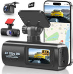 Dash Cam 4K Front and Rear Full HD Dash Camera for Cars, Included 64GB Card, Built-in WiFi, 1.47" IPS ScreenLoop Recording, G-Sensor, Night Vision, Parking Mode by MAHVEC