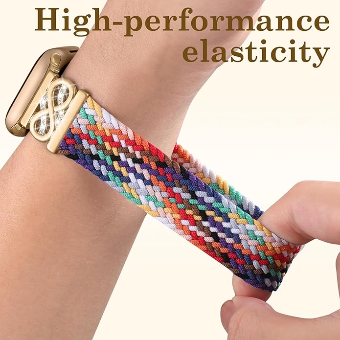 Dirrelo Braided Magnetic Stretchy Nylon Band Compatible for Apple Watch Bands Women 40/41/38/42/44/45/46/49mm, Designer Dressy Infinity Elastic Strap for iWatch Series 11 10 9 8 7 6 5 4 SE/Ultra 3 2 1 - Image 5