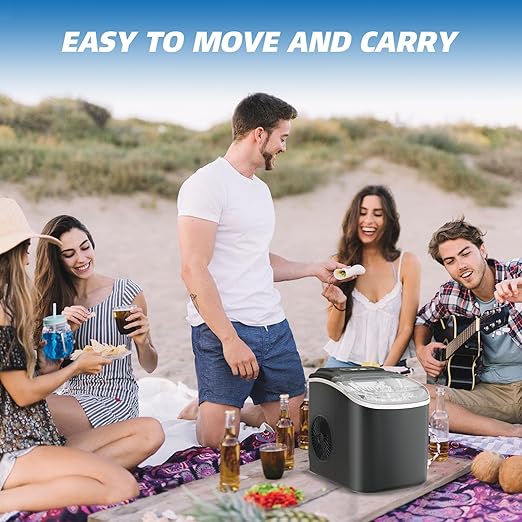Erivess Ice Makers Countertop, Portable Ice Machine Maker Self-Cleaning, 26Lbs/24H, 9 Bullet Cubes Ready in 6 Mins, Scoop and Basket, for Home/Office/Kitchen - Image 7