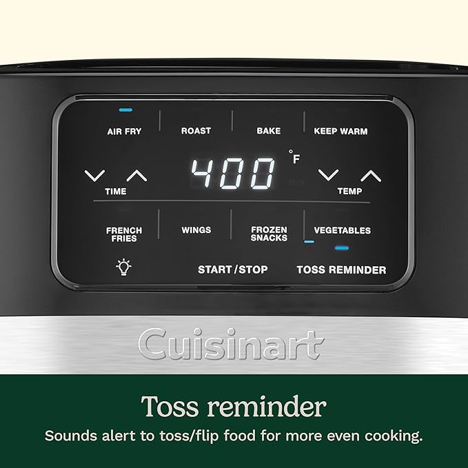 Cuisinart Air Fryer, 4.5-Quart Basket Fryer with 4 Cooking Functions to Air Fry, Roast, Bake, and Keep Warm, 4 Airfryer Presets, Dishwasher-Safe Parts, AIR-160NAS, Stainless Steel & Black - Image 4