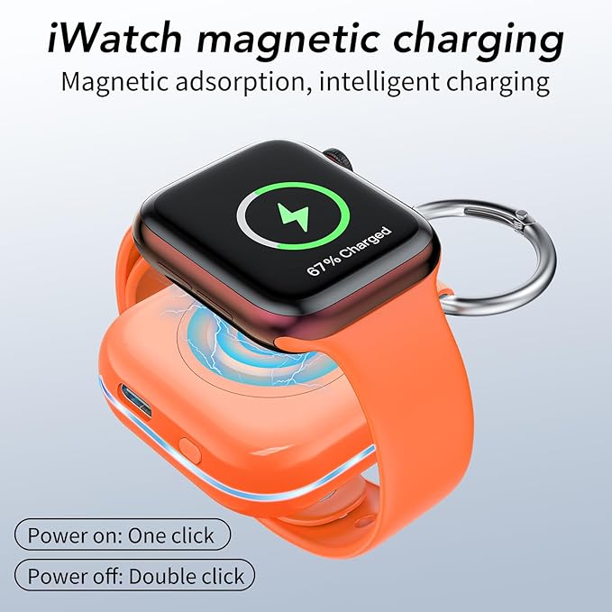 HUOTO Power Bank for Apple Watch 10,1200mAh Battery Pack Magnetic iWatch Charger Portable Travel Quick Wireless Charging with Built in Cable for Apple Watch 11/10/9/Ultra2/8/Ultra/7/6/Se/5/4/3/2/1 - Image 4