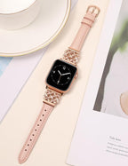 TOYOUTHS Compatible with Apple Watch Bands Women 42/44/45/46/49mm Dressy Slim Leather Strap with Celtic Knot Interlock Buckle for iWatch Band Series 11 10 9 8 7 6 5 4 SE/Ultra 3 2 1, Pink/Rose Gold - Image 4