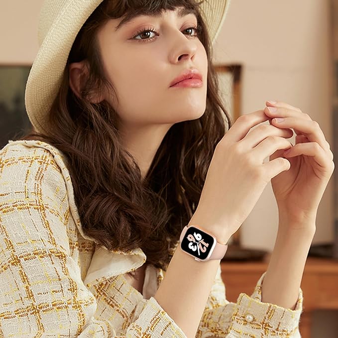 Sport Band Compatible with Apple Watch 38mm 40mm 41mm 42mm 44mm 45mm 46mm 49mm, Replacement Soft Silicone Strap Wristbands for iWatch Series 11/10/9/8/7/6/5/4/3/2/1 Ultra SE Women Men, Milk Tea - Image 4
