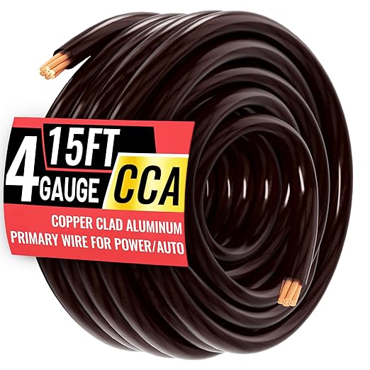 4 Gauge Wire 15FT Black Copper Clad Aluminum CCA Battery Cable, Primary Power/Ground Cable for Car Audio Speaker, RV Trailer, Amp, Inverter RV Truck, Marine, Solar Equipment, Translucent Jacket by energeaster