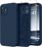 Magnetic for iPhone 12 Case, Compatible with MagSafe, [Full Camera Protection][Screen Protector] Silicone Shockproof Protective Phone Case for iPhone 12 6.1", Cobalt Blue by SUYDANBOX