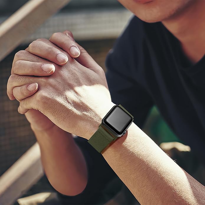 Lerobo Braided Band Compatible with Apple Watch Series 11 10 9 8 7 46mm 45mm 41mm Ultra SE 3 2 1 49mm Series 6 5 4 3 44mm 40mm 38mm 42mm Men iWatch Bands Women Stretchy Nylon Solo Loop Sport Strap - Image 8