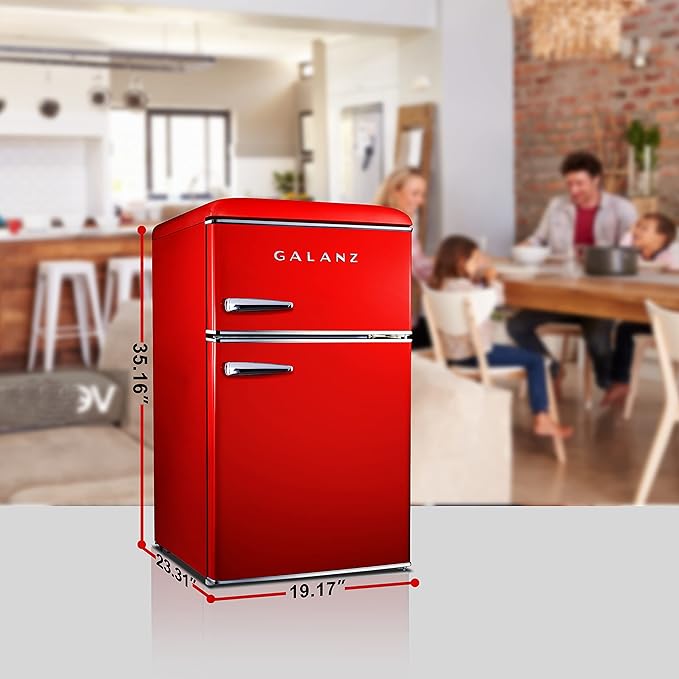 Galanz GLR31TRDER Retro Compact Refrigerator with Freezer Mini Fridge with Dual Doors, Adjustable Mechanical Thermostat, 3.1 Cu Ft, Red - Image 5