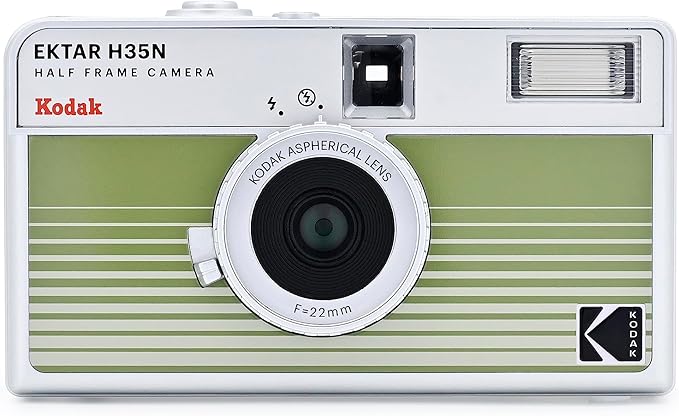 Kodak EKTAR H35N Half Frame Film Camera Bundle with Kodak Ultramax 400/24EXP 35mm Roll Film (Striped Green, Bundle) - Image 2
