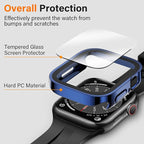 Amizee 2 Pack Case Compatible with Apple Watch Series 9/8/7 45mm Case with Built-in Screen Protector, Ultra-Thin Hard PC Straight Edge Anti-Scratch Protective Cover for iWatch 45mm (Blue/Clear) - Image 2