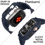 amBand Compatible with Apple Watch Series 9/8/7/6/5/4 & SE 3/2/1 41mm/40mm Band Case for Men, M1 Sport Rugged Case with Strap Military Protective Cover Bumper for iWatch 41/40 mm - Navy Blue - Image 4