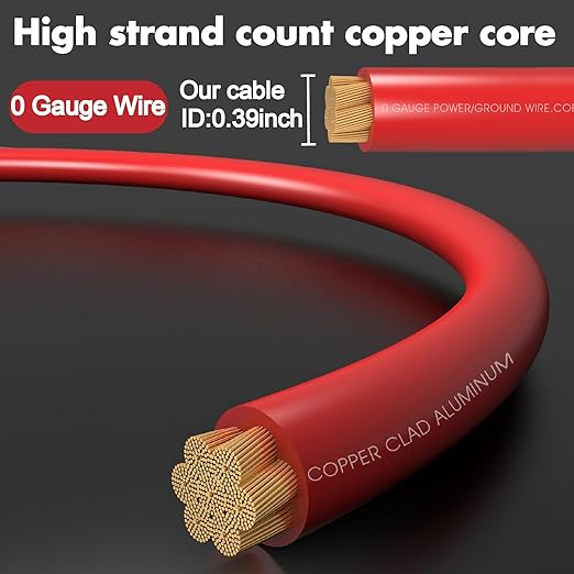 0 Gauge 3000 Watt Car Amp Wiring kit,Zero Gauge Amplifier Sub Wiring Systems Kit,Make Connections and Brings Power to Your Radio,subwoofer Wiring kit - Image 2