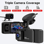 3 Channel Dash Cam Front and Rear Inside, 2.5K Dash Cam, APP Control, Night Vision, 3" IPS Screen, Built-in Wi-Fi, G-Sensor, 24H Parking Mode, Loop Recording, 64GB SD Card Included,K02 - Image 2