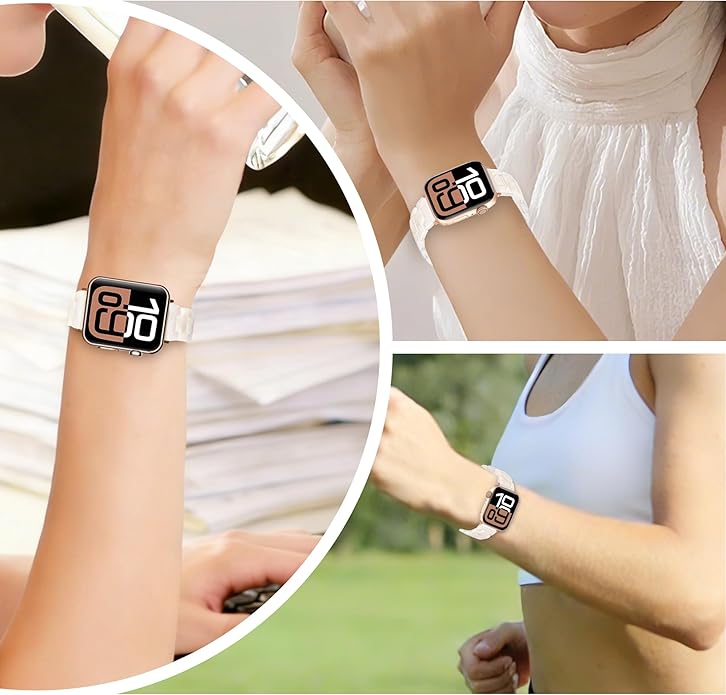 HOPO Compatible With Apple Watch Band 38mm 40mm 41mm 42mm 44mm 45mm 46mm 49mm,Resin Watch Strap Bracelet Wristband Fashion Lightweight Replacement For iWatch Bands Series 11 Ultra 10 9 8 7 6 5 4 3 2 1 SE for Women Men - Image 2