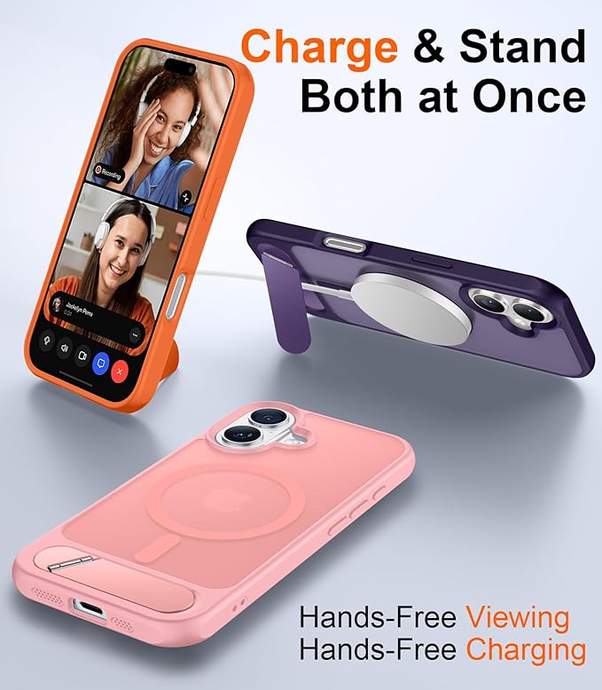 Temdan Magnetic Compatible with iPhone 16 Case, [Built-in Invisible Kickstand][Compatible with MagSafe][Military Grade Shockproof] Slim Translucent Matte Phone Case for iPhone 16 6.1" - Image 3