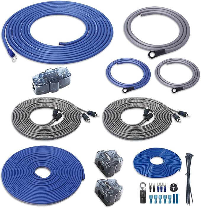 Recoil RC4D True 4 Gauge Car Audio Dual Amplifiers CCA Wiring Installation Kits with OFC RCA Cable by Recoil