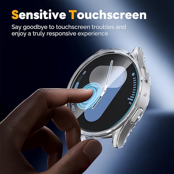 Misxi [2+2 Pack] Case Hard PC Bumper + Tempered Glass Screen Protector [with Auto Alignment Tool Kit] for Samsung Galaxy Watch 5 Pro 45mm, Anti-Scratch Cover for Galaxy Watch5 Pro, Transparent - Image 2