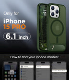 Temdan Magnetic Compatible with iPhone 15 Pro Case, [Built-in Invisible Kickstand][Compatible with MagSafe][Military Grade Shockproof] Slim Translucent Matte Phone Case for iPhone 15 Pro 6.1" - Image 2
