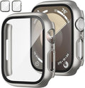 JZK 2 Pack Case with Tempered Glass Screen Protector for Apple Watch Ultra 3 (2025)Ultra 2(2023)/Ultra 49mm,Slim Guard Bumper Full Coverage Hard PC Protective Cover Thin Case for iWatch 49mm,Titanium by JZK