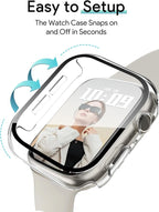 JR.DM 42mm 2 Pack Hard PC Case with HD Tempered Glass Screen Protector for Apple Watch Series 10/11 (2025), Guard Bumper Full Coverage Protective Anti-Scratch Face Cover for iWatch, Starlight+ Clear - Image 8