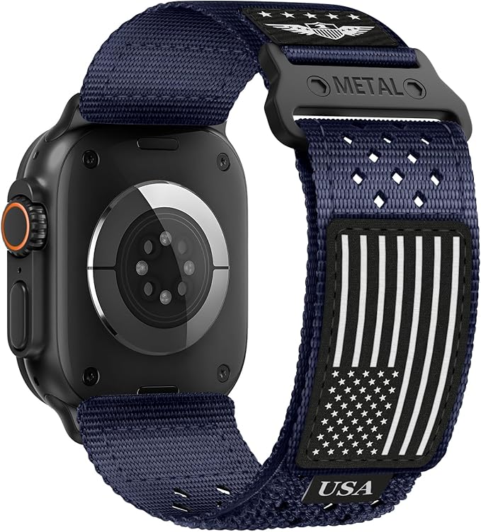 Rugged Nylon Bands for Apple Watch Band 42mm（Series 11/10） 41mm 40mm 38mm Men,Breathable Holes Sport Strap With US Flag Wristband for iWatch band Series 11 10 9 8 7 6 5 4 3 SE3/2/1 by BXUXOHS