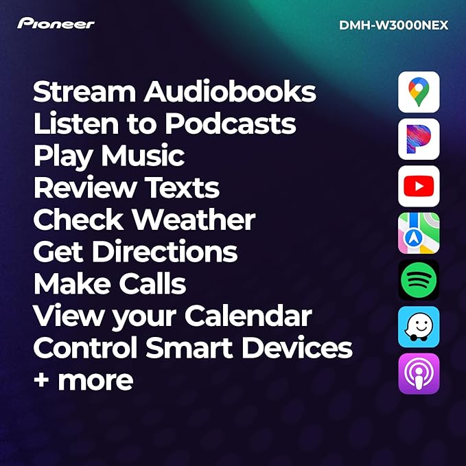 Pioneer DMH-W3000NEX 6.8" Double Din Multimedia Digital Media Receiver, Wireless Apple CarPlay and Android Auto, Bluetooth, Backup Camera Compatible, Touchscreen, One Touch Navigation - Image 4