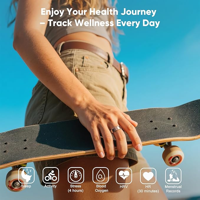 Smart Ring, Titanium Health & Fitness Tracker with Sleep, Heart Rate & SPO₂ Monitoring, Ultra-Light, 4–6 Day Battery, No Subscription, for Women & Men (Rose Gold 7) - Image 4