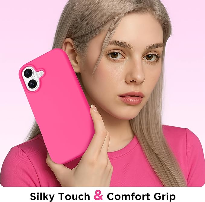 GolbinBox Magnetic for iPhone 17 Case, Compatible with MagSafe, Screen Protector + Camera Lens Protector, Liquid Silicone Shockproof Phone Cover with Anti-Scratch Microfiber Lining, Hot Pink - Image 9
