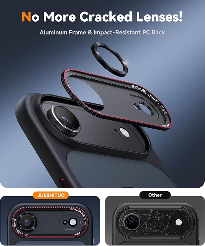 JUESHITUO Magnetic for iPhone 17 Air Case: Upgraded [Full Camera Protection], with [1X Screen Protector] [Camera Button], 6.5" Case for iPhone 17 Air, Black - Image 2