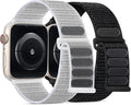 WJK 2 Pack Compatible with Apple Watch Bands for Men 42mm 44mm 45mm 46mm 49mm, Nylon Solo Loop Strap for iWatch Series 11 10 9 8 7 6 5 4 3 2 1 Bands, Black Light Gray by WJK