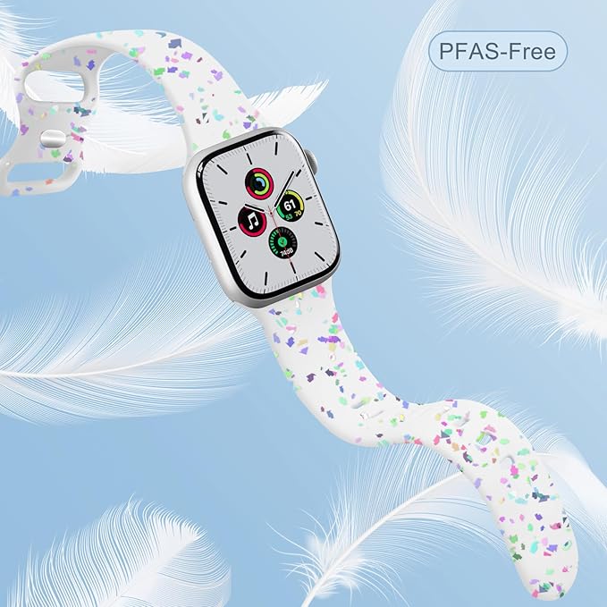 Sport Bands Compatible with Apple Watch Band Women Men 40mm 38mm 41mm 42mm 44mm 45mm 46mm 49mm ,Soft Wristband Waterproof Replacement Strap for iWatch Bands Series 11 10 9 8 7 6 5 4 3 2 1 SE Ultra White - Image 2