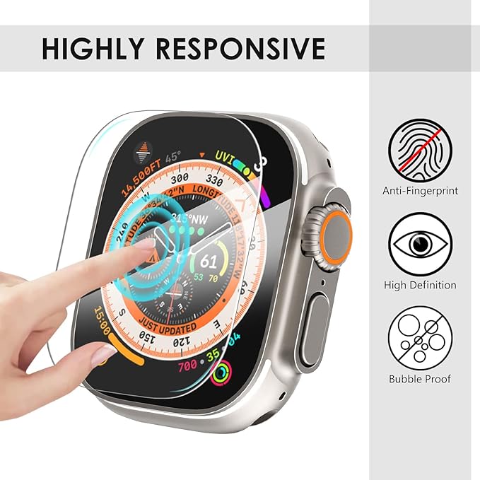KADES Compatible with Apple Watch Ultra 3 2 1 49mm Case, Full Diamond Bling Protective Bumper with Tempered Glass Screen Protector, Luxury Sparkly Cover for Women, Iridescent - Image 3