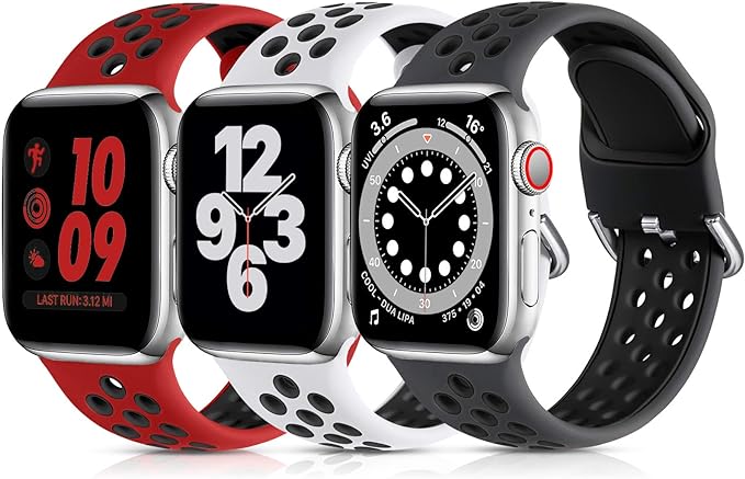 Lerob Compatible with Apple Watch Band SE 40mm 38mm 9 41mm 11 10 42mm,Soft Silicone Strap Breathable Replacement Sport Band for iWatch Band SE 3 2 Series 8 7 6 5 4 3 2 1 Women Men by Lerobo
