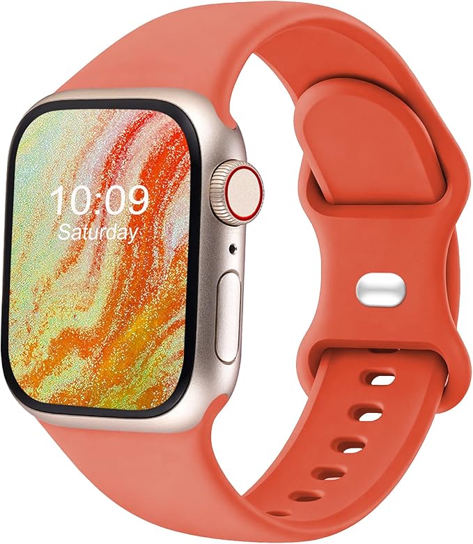 Sport Bands Compatible with Apple Watch Band Women Men 40mm 38mm 41mm 42mm 44mm 45mm 46mm 49mm ,Soft Wristband Waterproof Replacement Strap for iWatch Bands Series 11 10 9 8 7 6 5 4 3 2 1 SE Ultra Coral by CREFORT