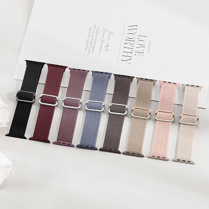 8 Pack Braided Stretchy Solo Loop Compatible with Apple Watch Bands for Women 40mm 38mm 41mm 44mm 46mm 45mm 42mm 49mm Men, Adjustable Sport Elastic Strap for iWatch Series 11 10 9 8 7 6 5 4 3 SE Ultra - Image 6