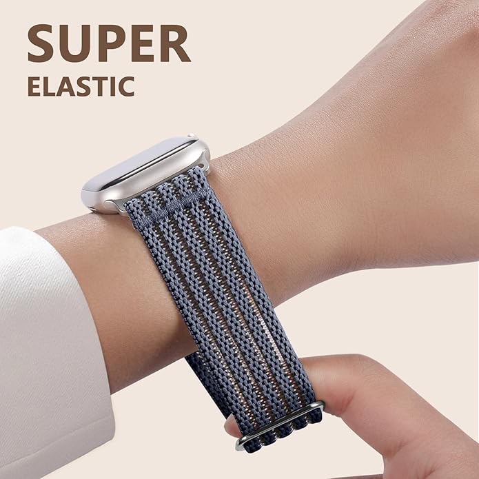 Braided Stretchy Band Compatible with Apple Watch Bands 38mm 40mm 41mm 42mm 44mm 45mm 46mm 49mm for Women Men, Adjustable Nylon Solo Loop Elastic Straps for iWatch Series 10 9 8 7 6 5 4 3 2 1 SE Ultra - Image 4
