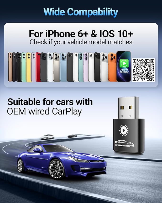 vnilrgle Wireless CarPlay Adapter for Apple iPhone（2026 Upgraded） Mini Design, Converts Factory Wired to Wireless Adapter for CarPlay, Plug and Play, Auto Connect Fast and Stable(Black) - Image 6