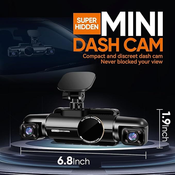 Neideso 4 Channel Dash Cam Front and Rear, 3K+3*1080P Dash Camera for Cars, Free 64GB Card, 360° Car Video Recorder, 5GHz WiFi GPS, Voice Control, CPL Filter, WDR Night Vision, 24H Parking Mode(N700) - Image 10