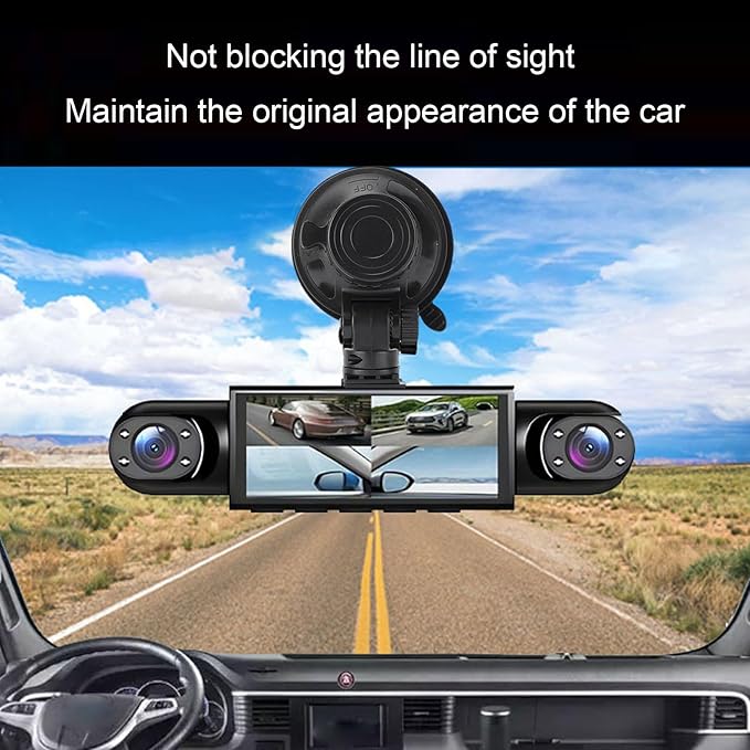 360 Degree View 4 Channel Dash Cam Front and Rear Left Right Inside Camera for Cars, G Sensor and Loop Recording, NightVision, 24/7 Parking Surveillances, with a Free 64GB SD Card - Image 3